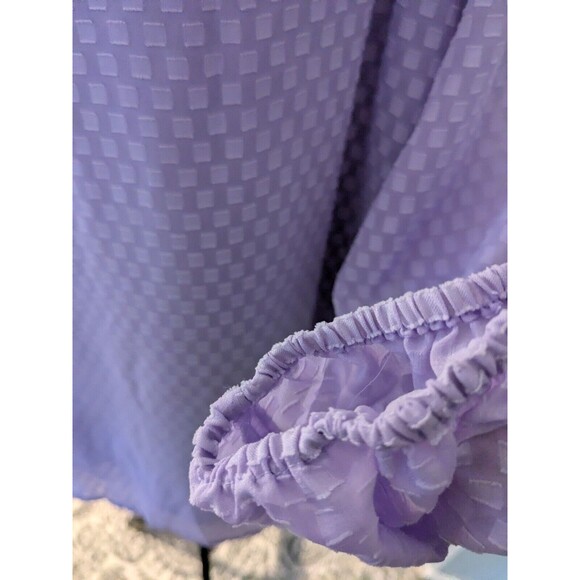 Simply Vera Vera Wang Top Women's XL Purple Smocked Ruffle Blouse Boho Sheer - Picture 6 of 14